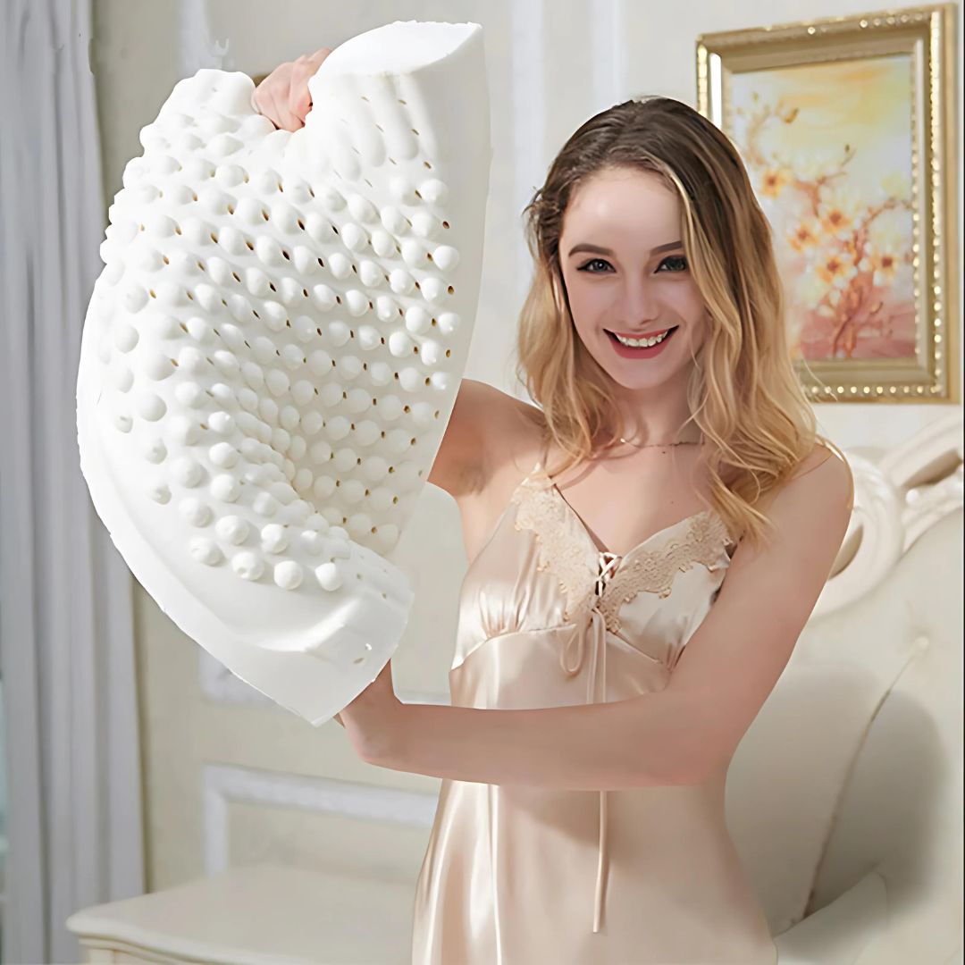 EcoNeck Comfort | 100% Naturlatex Ortopediskpute - for Nakke Smerte - Komfortabel og Støttende Pute - Bedre Søvn - Velvære Skanto