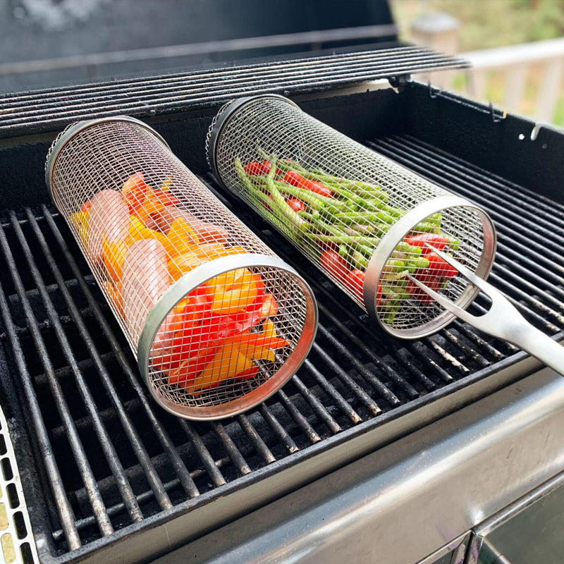 Rustfritt Stål Rullende BBQ Grillkurv | Skanto