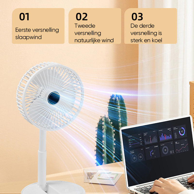 Portae Rechargeae Teleskope-Ventilator med støyfri design og justerbar høyde