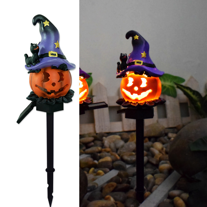 Skanto | Halloween Sollys – Dekorative LED Hage-lys med Gresskar og Heks-designs