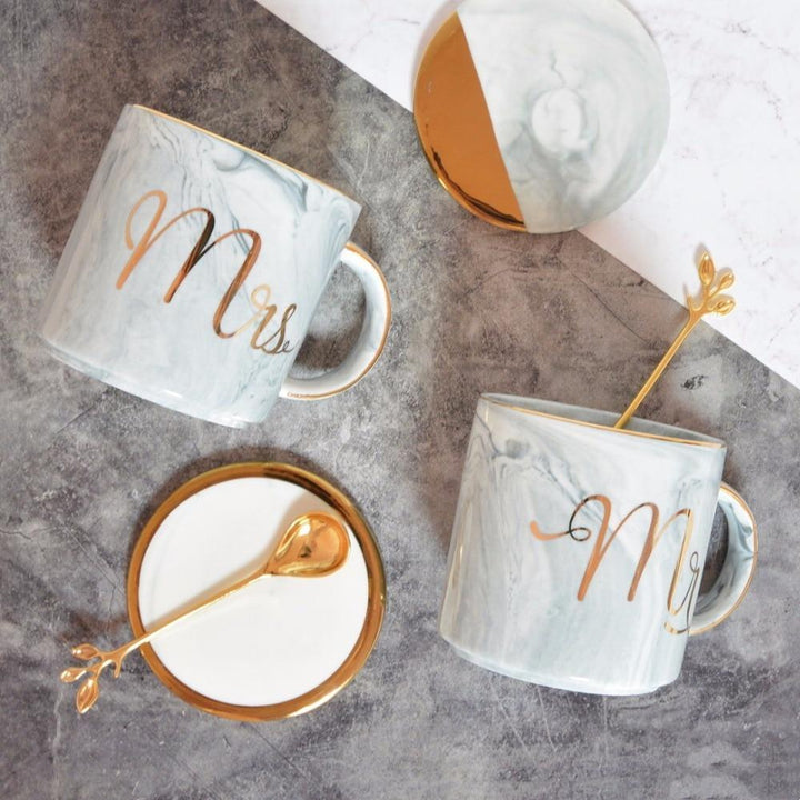 Marmor Porselen Hr & Fru Kaffe Kopper | Skanto