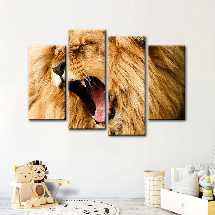 4-Piece Roaring Lion Canvas Wall Art Painting | Skanto