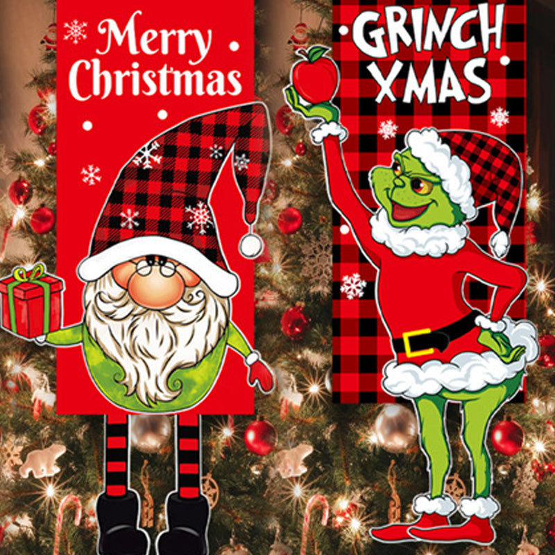 Skanto | Juledekorasjon Hengende Grinch Ansiktsløs Dukke Dør Hengende Flagg Hageflagg