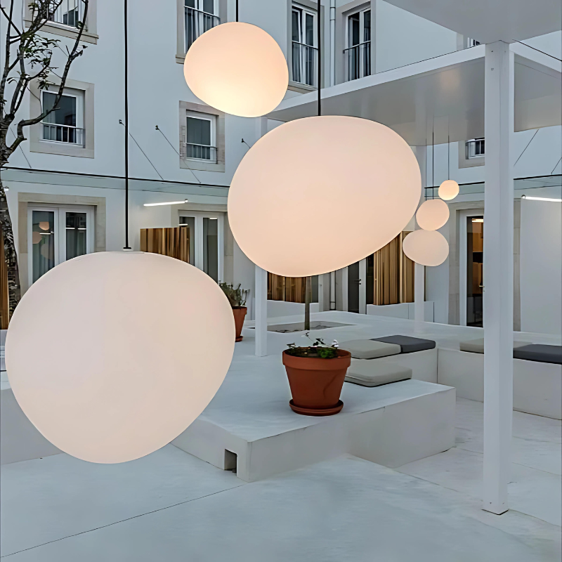 Skanto | GloStone | Elegant Glass Pebble Pendant Light