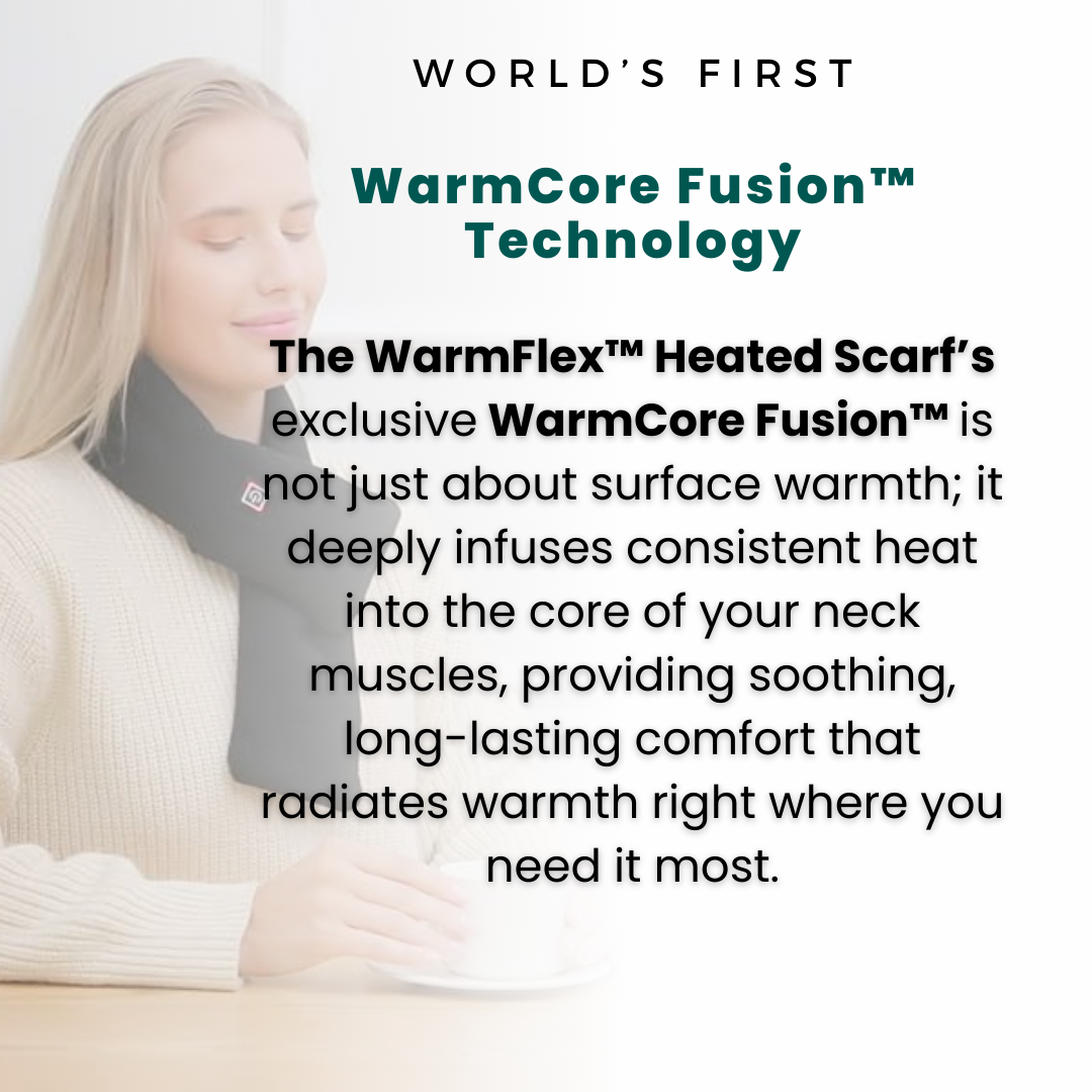 Skanto | WarmFlex™ Oppvarmet Innpakning for Nakken | Oppvarmet Skjerf for Britiske Vintere