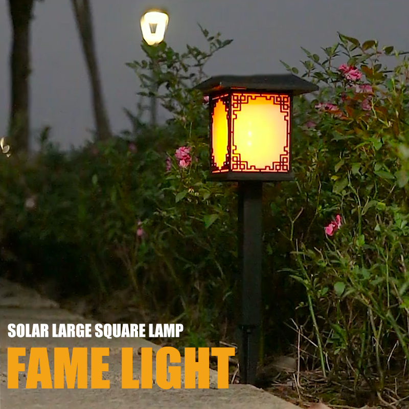 Skanto | Solar LED Hage Lampe – Stor Firkantet Lampe med Varmt Lys og Dobbelt Bruk