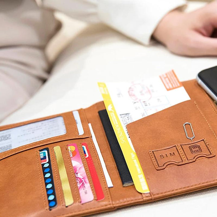 Men's Leather Passport Wallet with RFID Blocking | Skanto