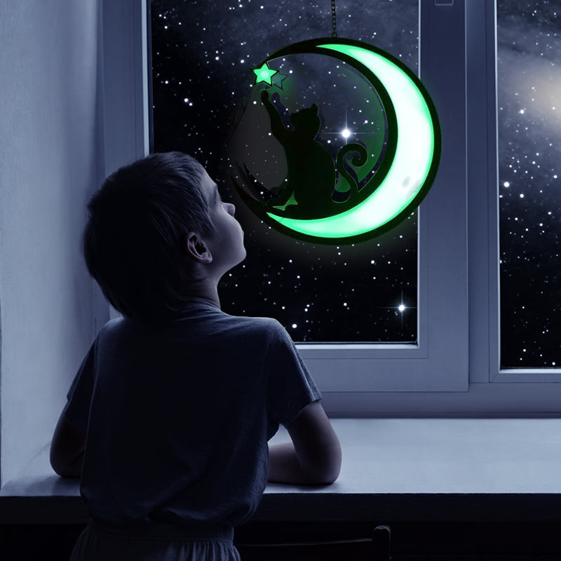 Skanto | Moon Cat Dekorasjon Anheng laget av Akryl