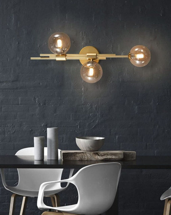 Skanto | 3 Hode Glass Ball Vegglampe - Amber