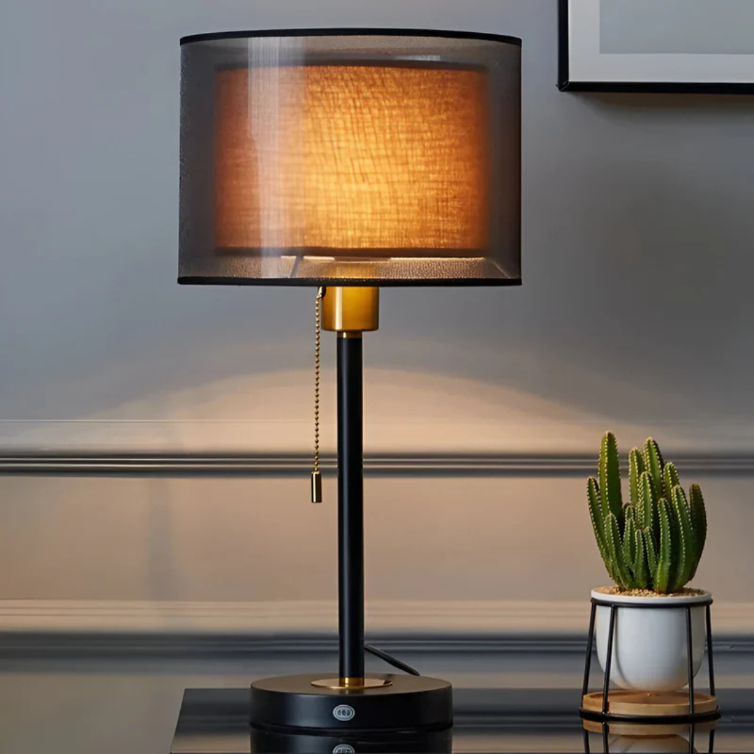 Skanto | Bordlampe med Dobbel Stofskjerm