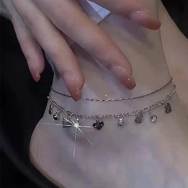 Skanto | Krystallbesatt ankelkjede med diamantfringer