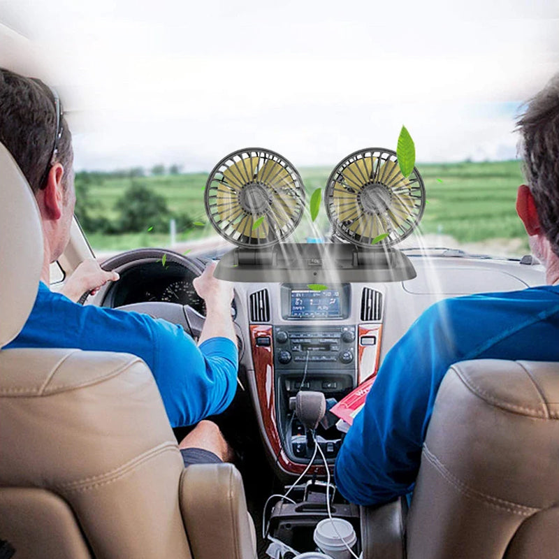 Mini svingbar vifte med dobbelt hode for bilen | Skanto