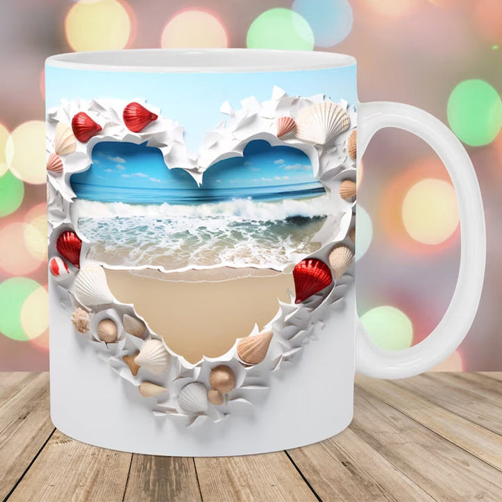 3D Ocean Beach Break Through Theme Kaffeekopp | Skanto