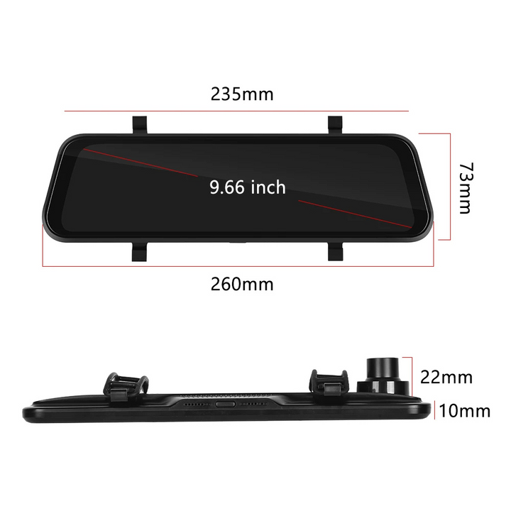 Skanto | VisionMirror Pro – Ultra HD Speil Dash Cam med Trådløs CarPlay & Android Auto
