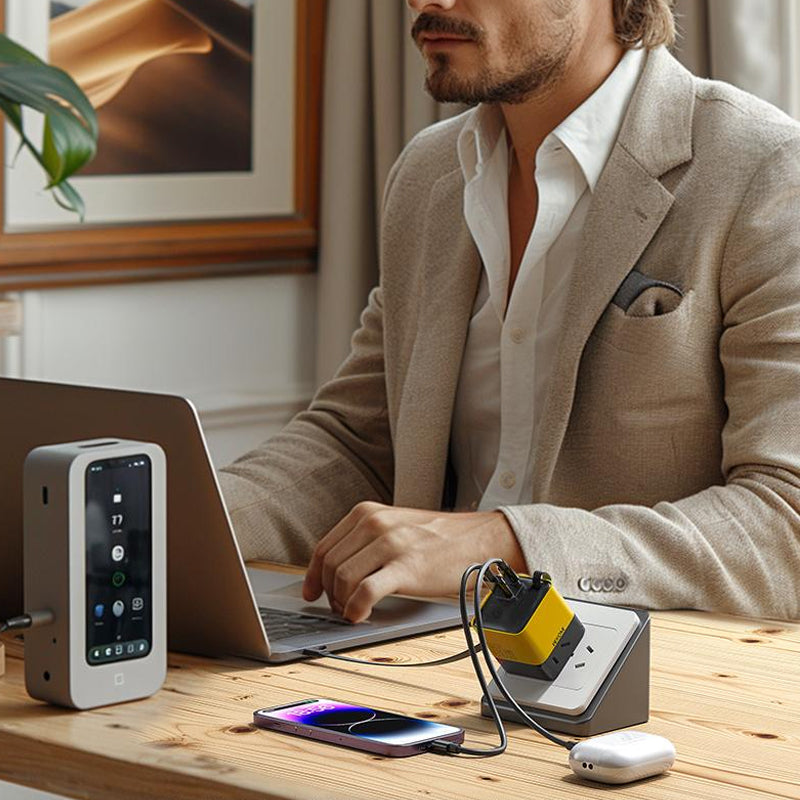 Skanto | 3 i 1 GaN-lader, skalerbar 80W MAX hurtiglader modul med Type-C-kabel og 2 USB-porter