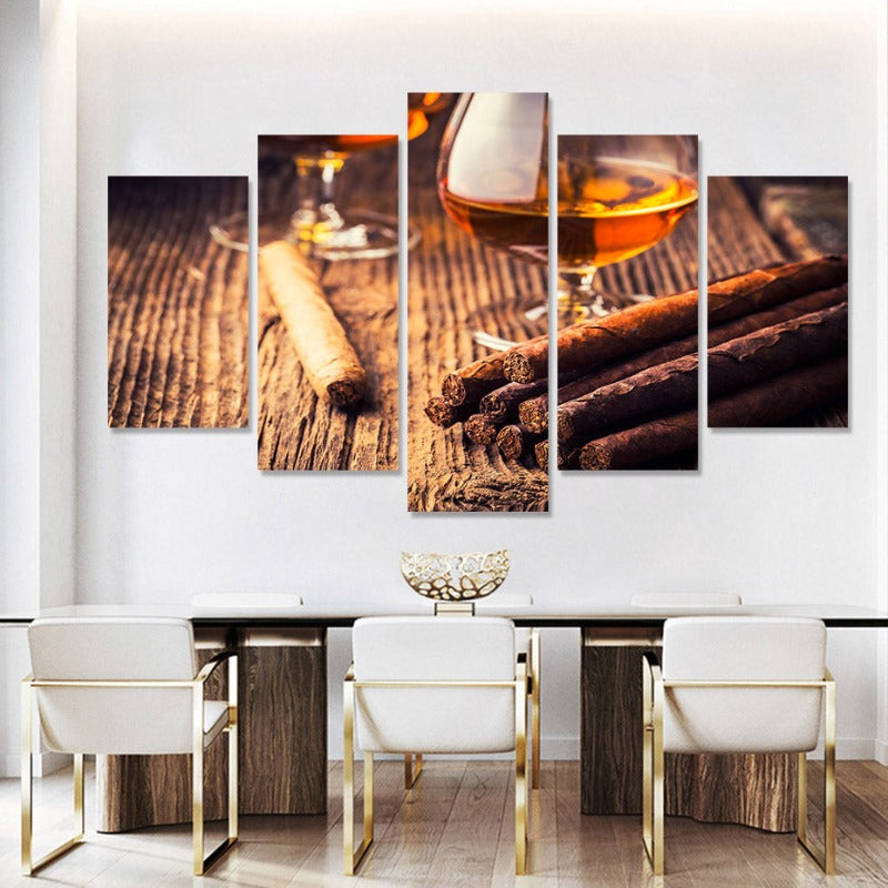 5 Piece Beautiful Brown Abstract - Canvas Wall Art Painting | Skanto