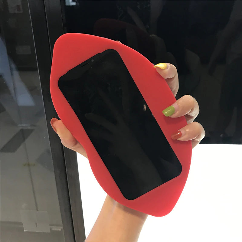 Skanto | 3D Stor Rød Lipp Munn Kyss Myk Silikon Skulder Iphone Deksel