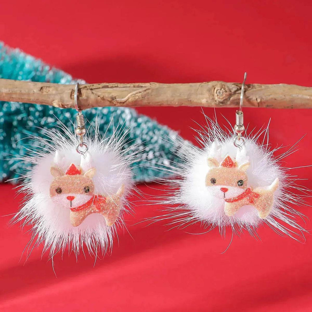 Skanto | Vinter Snøfnugg Hårball Øredobber Ins Søte Juleelg Nikolaus Stock Element Øredobber Kvinner Smykker