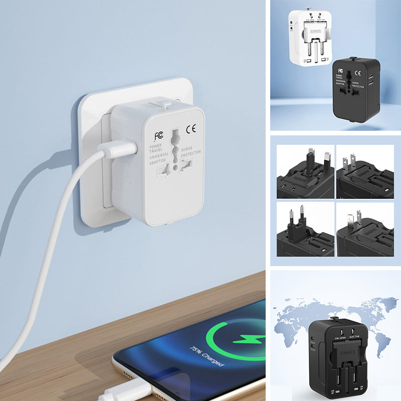 Universell reiseadapter med doble USB-porter | Skanto