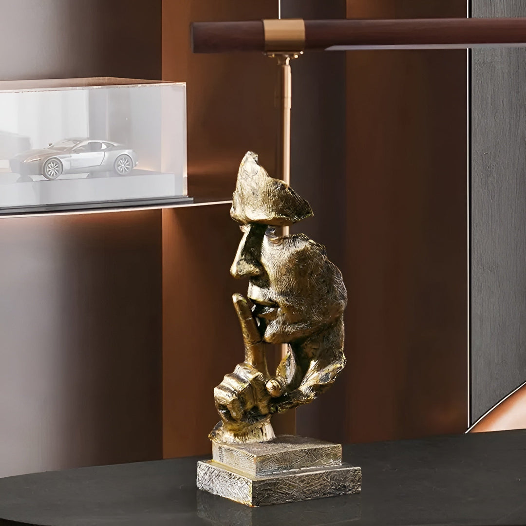 Abstrakt tenkerskulptur – moderne art deco-figur laget av harpiks | Ideell for stue og kontor