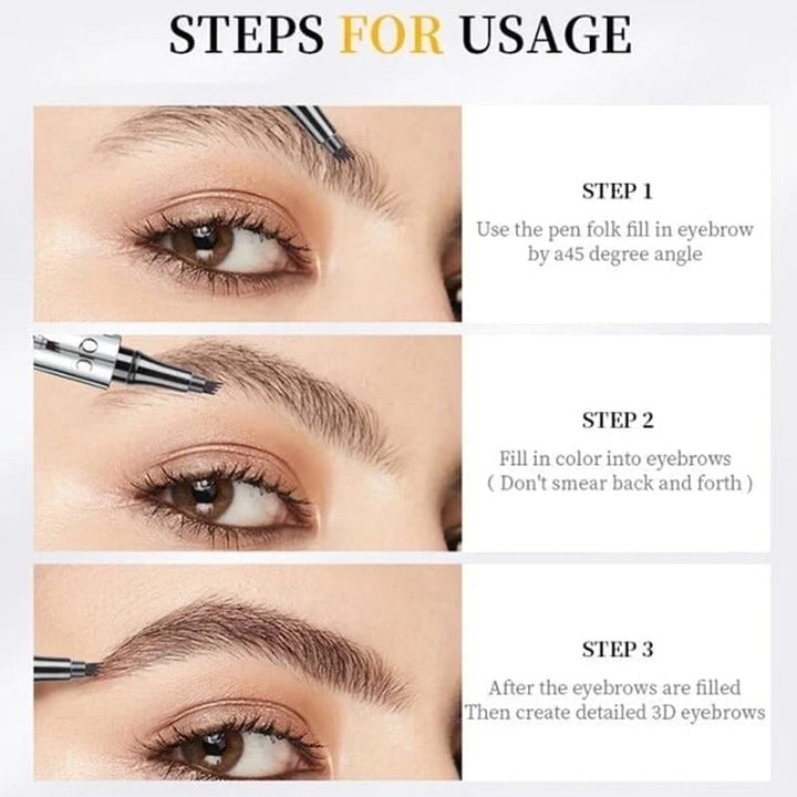 Skanto | 3D Vanntett Microblading Brynpen 4 Gaffeltip Tatoveringsblyant