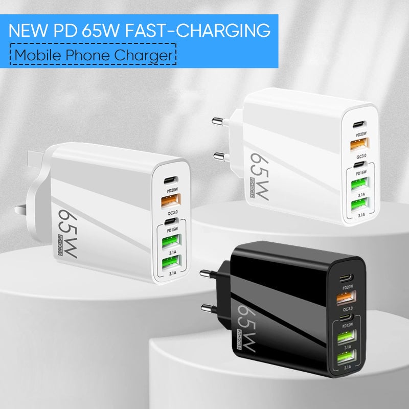 Multi Port Adapter 65W Hurtiglader - US Standard | Skanto
