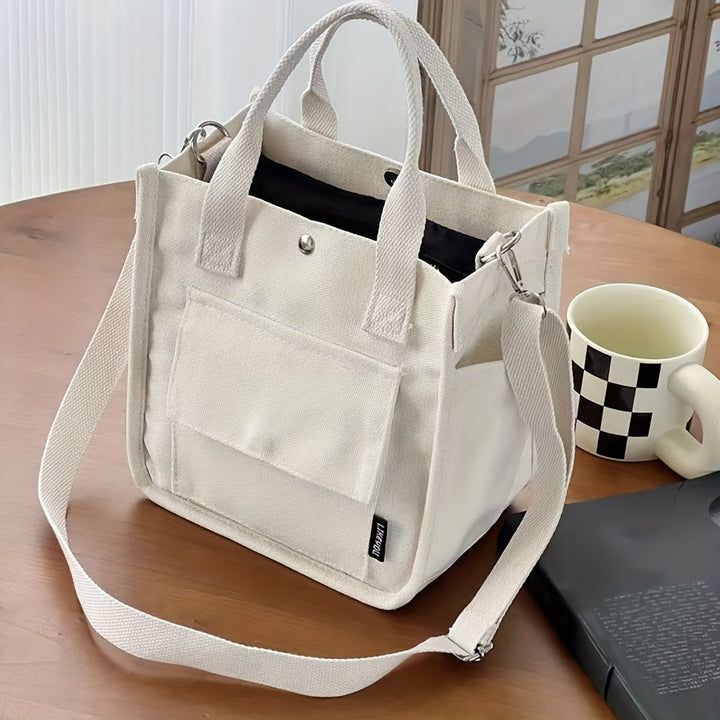UrbanEase Canvas Slingbag – Hvit skulderveske med magnetlukking og justerbar stropp | Skanto