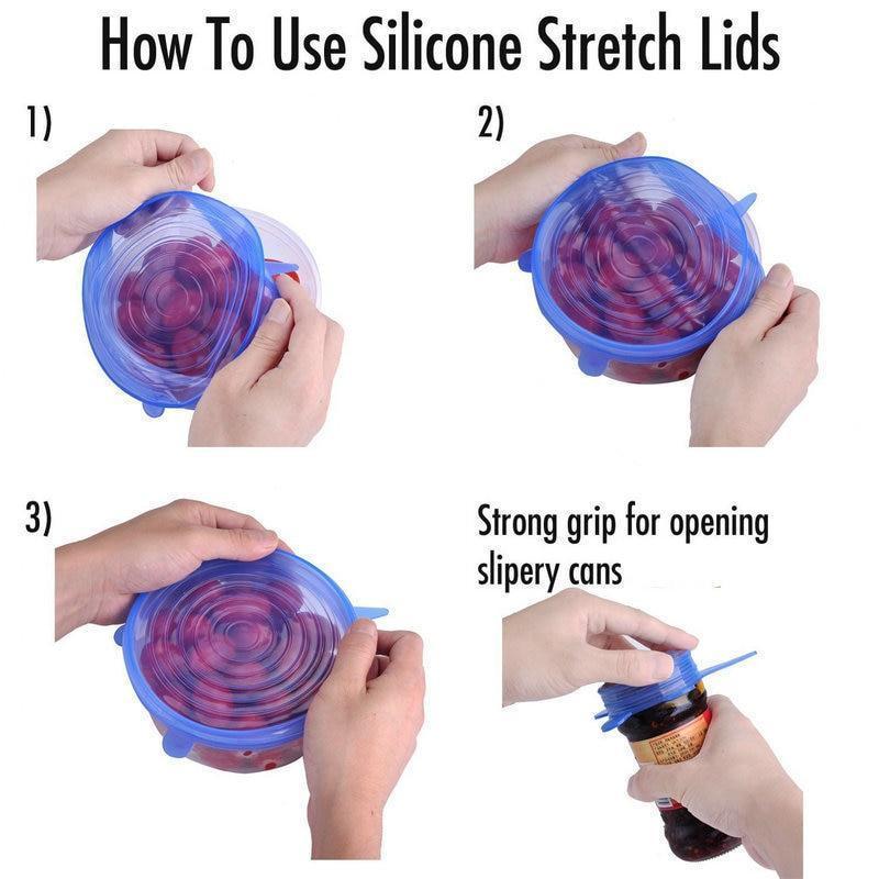 Skanto | Gjenbrukbare Silikon Stretch Lokker  6stk Universelle Boller Lokk Cover