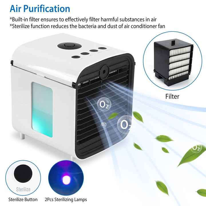 Skanto | 7-farger byttbar bærbar mini air conditioner kjøleovn vifte
