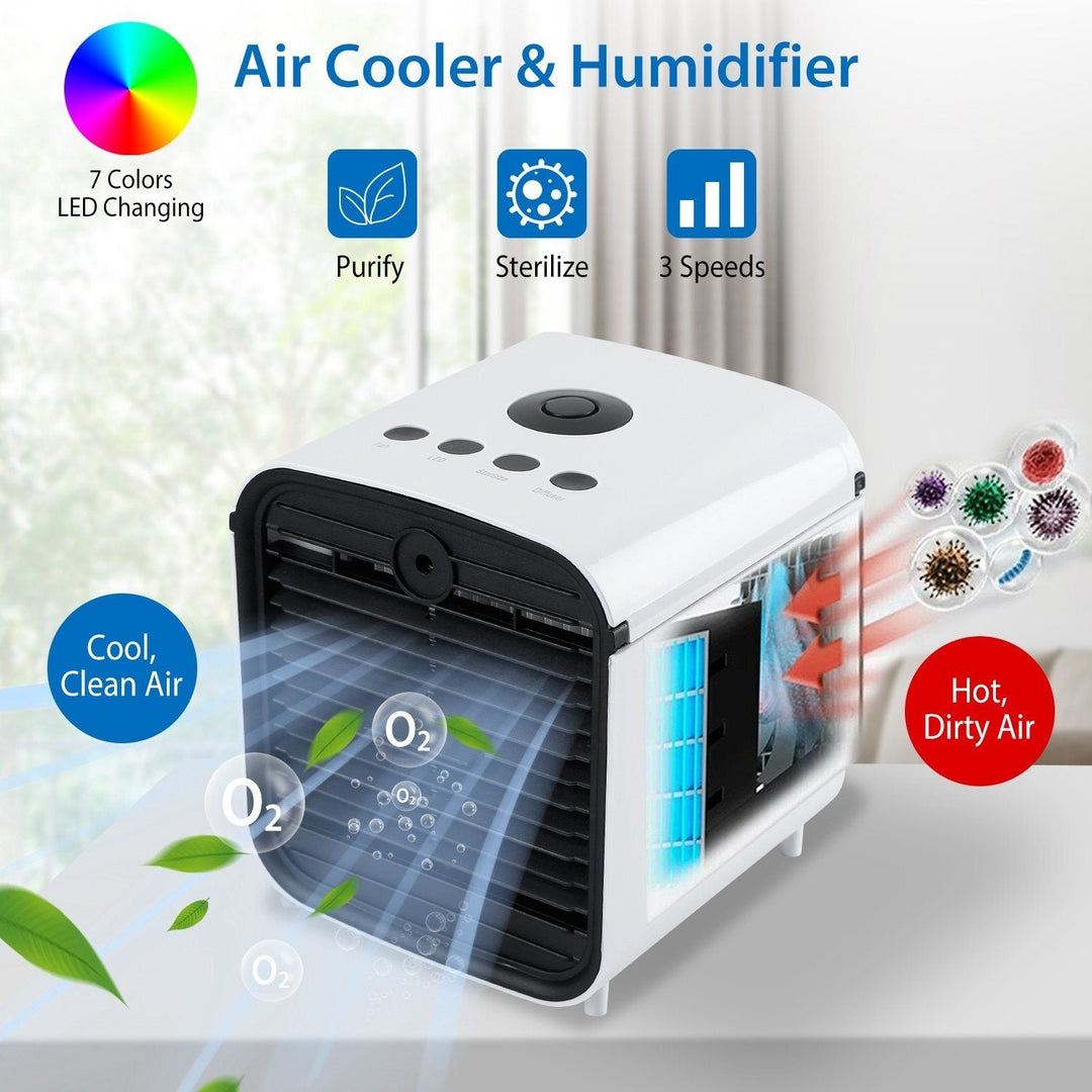 Skanto | 7-farger byttbar bærbar mini air conditioner kjøleovn vifte