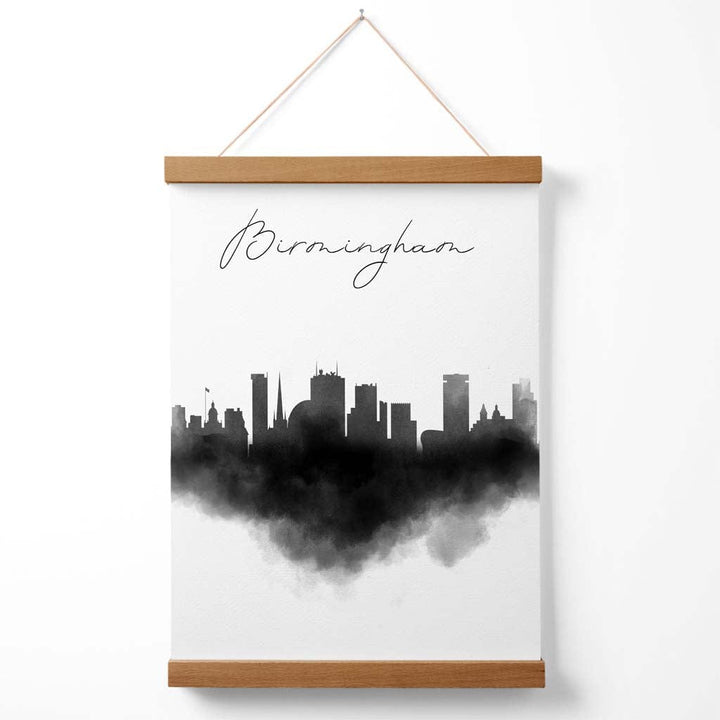 Akvarell plakat for Birminghams skyline med oppheng
