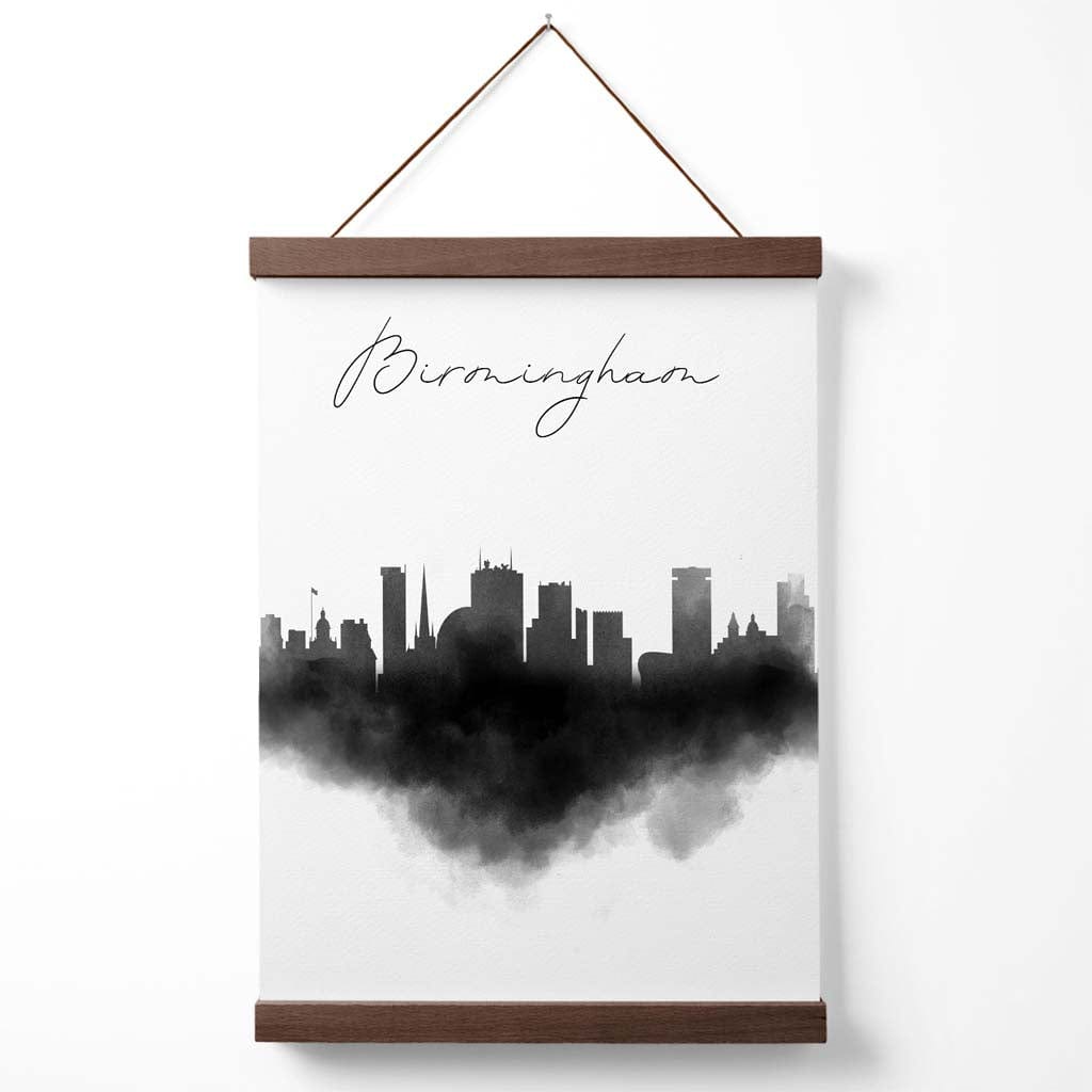 Akvarell plakat for Birminghams skyline med oppheng