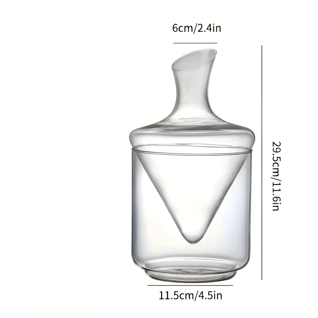 Vinkaraffel med rask lufting – Elegant fossefalldesign laget av glass | For en mer intens aroma og stilig vinopplevelse