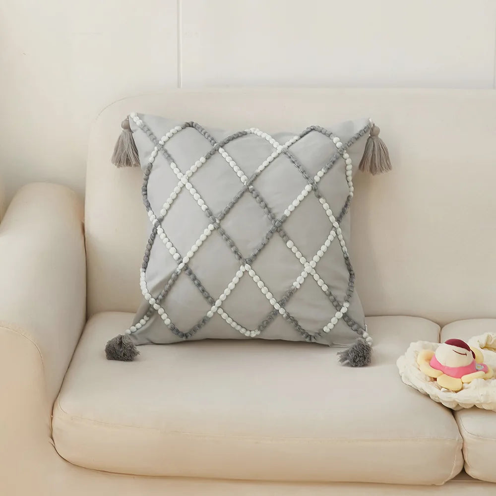 Skanto | Nordisk Geometrisk Frynseputevar – Stillegående Gradient Dekorativ Putevar