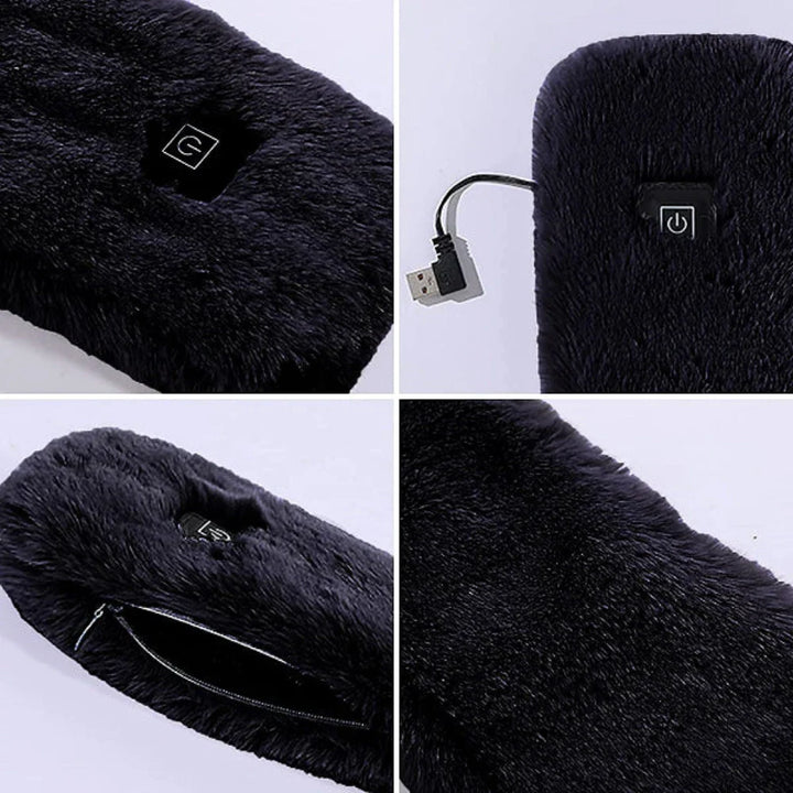 Skanto | Oppvarmet Fuskepels Skjerf UK – Oppladbart USB Vinter Skjerf, Myk Termisk Halsvarmer