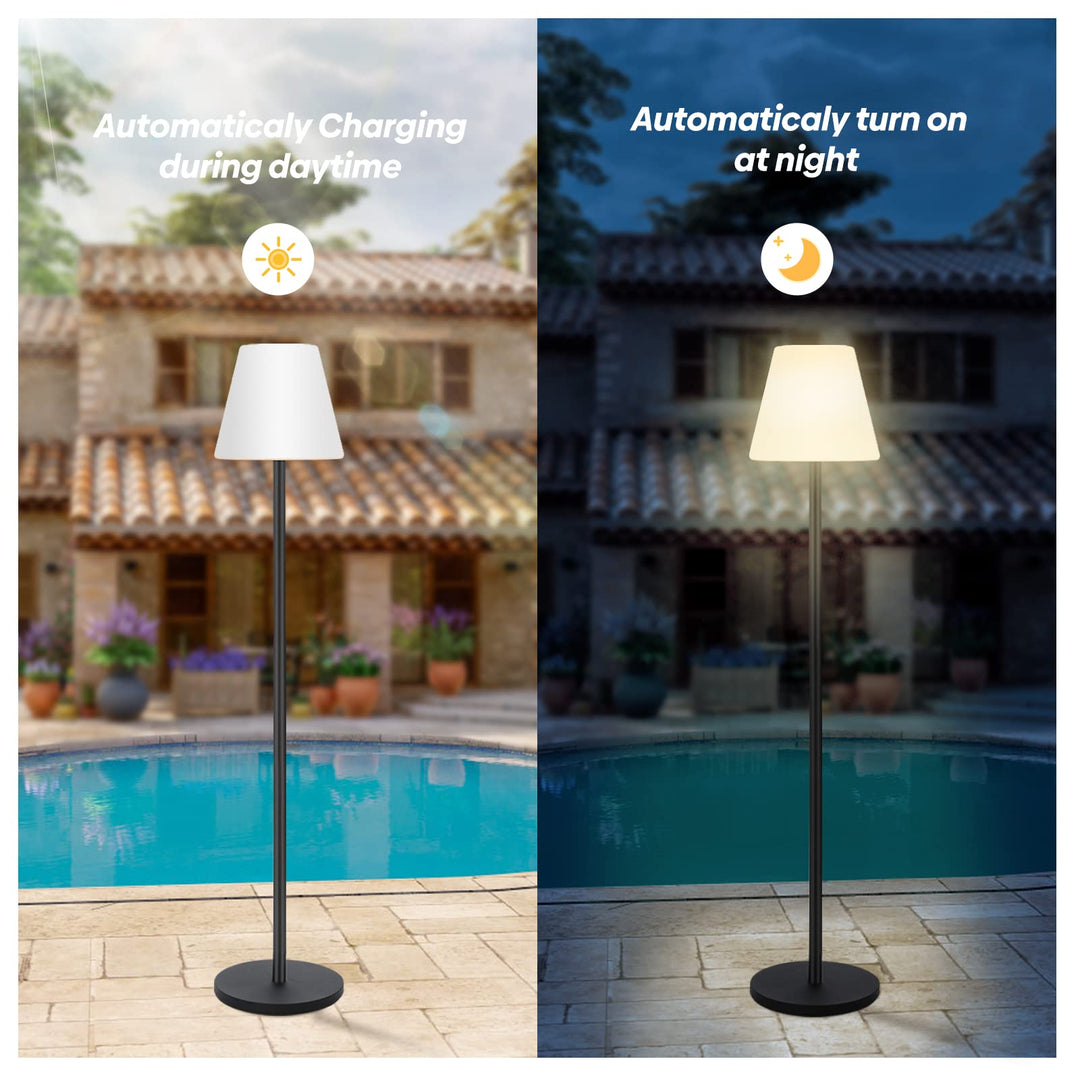 Skanto | Gewiny Solenergidrevet Utendørs Gulvlampe - Dimbar Led, Vanntett, Trådløs For Patio & Hage