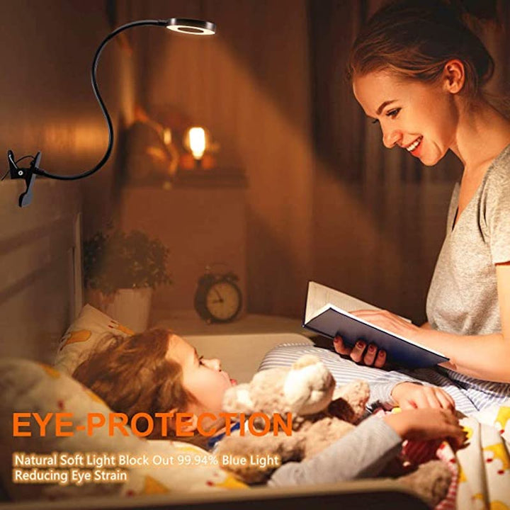 Skanto | Clip-on lys - Lese lampe med 48 LED-lamper, 3 fargemoduser og 10 lysstyrkenivåer, øyebeskyttelse og fleksibel gåsnek