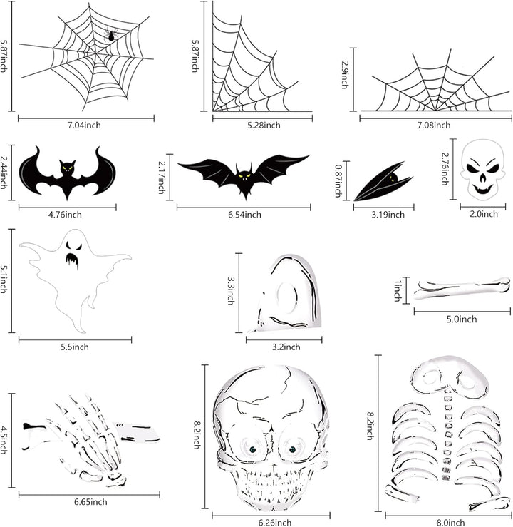 140PCS Halloween Vindu Klistermerker Dekor - Dobbeltsidige Avtakbare Klistremerker For Innendørs Halloween Fest Dekorasjoner Skanto