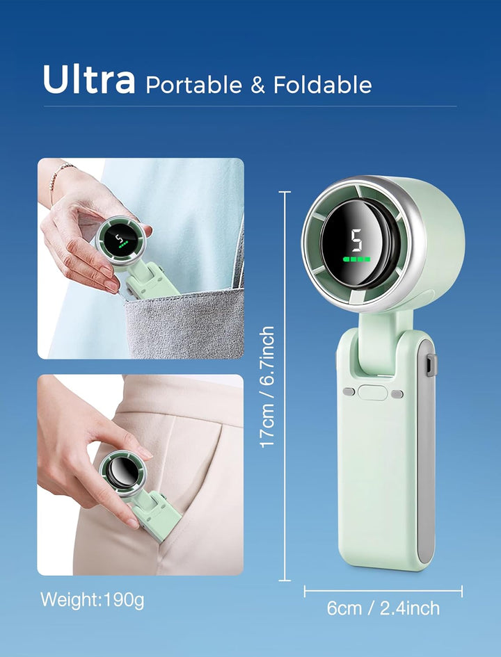 3-i-1 Mini Håndholdt Turbo Vifte – Skrivebord, Nakke & Bærbar Kjølevifte (Oppladbar) | Skanto