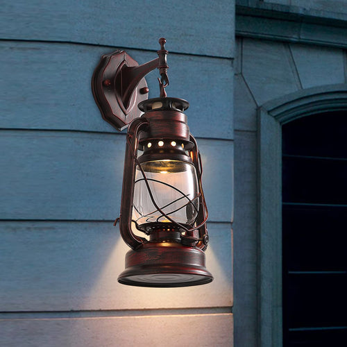 Skanto | Rustikk Vegg Lysestake Lantern Lys, Vintage Vegglampe Med E26 Base, Med Glasskjerm, Vanntett Veggmontert Belysningsarmatur Med Frostet Skjerm For Porch Garasje Rom W7 X H15