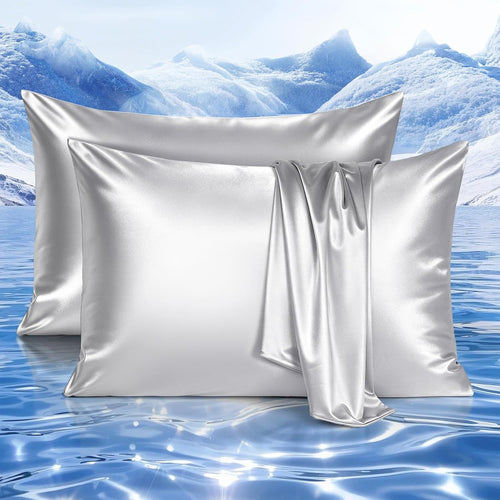 Kjølepillowcases Q-max>0.5, 2-Pack, Myk & Hårvennlig - Sølvgrå | Skanto
