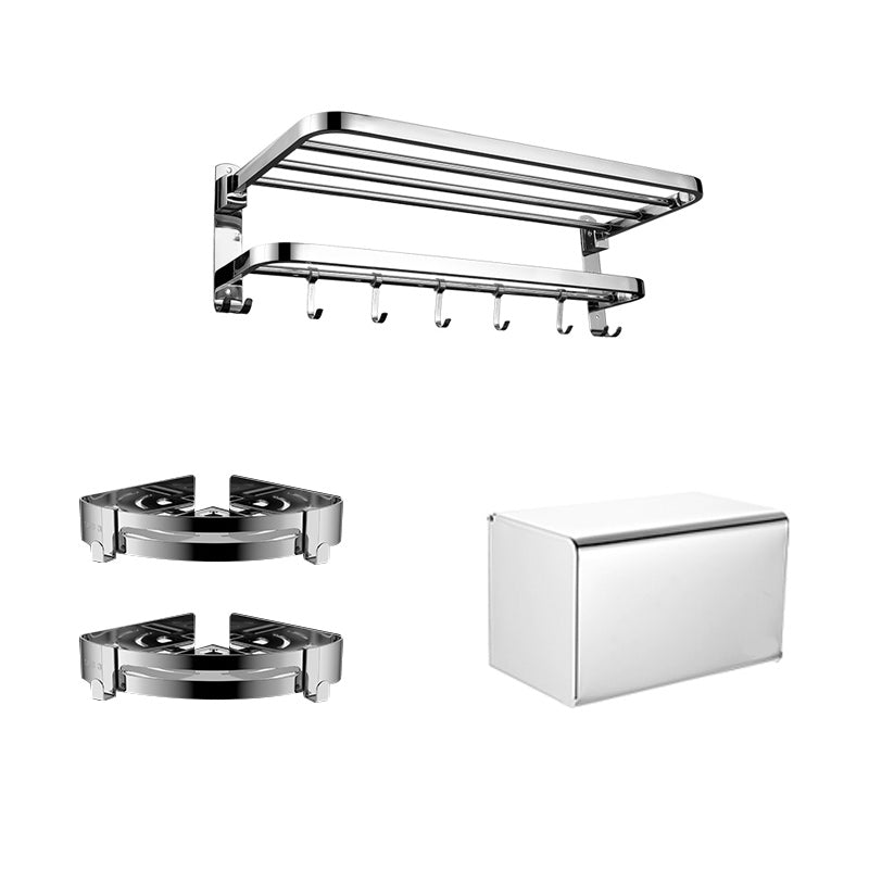 Moderne baderomstilbehørssett laget av forkrommet rustfritt stål med garderobekrok/håndklestang