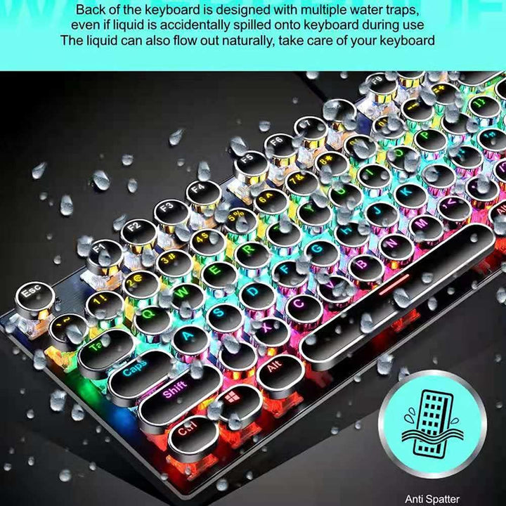 Mechanische Gaming-Tastatur med 87 Tasten, RGB-Hintergrundbeleuchtung og blauen Schaltern