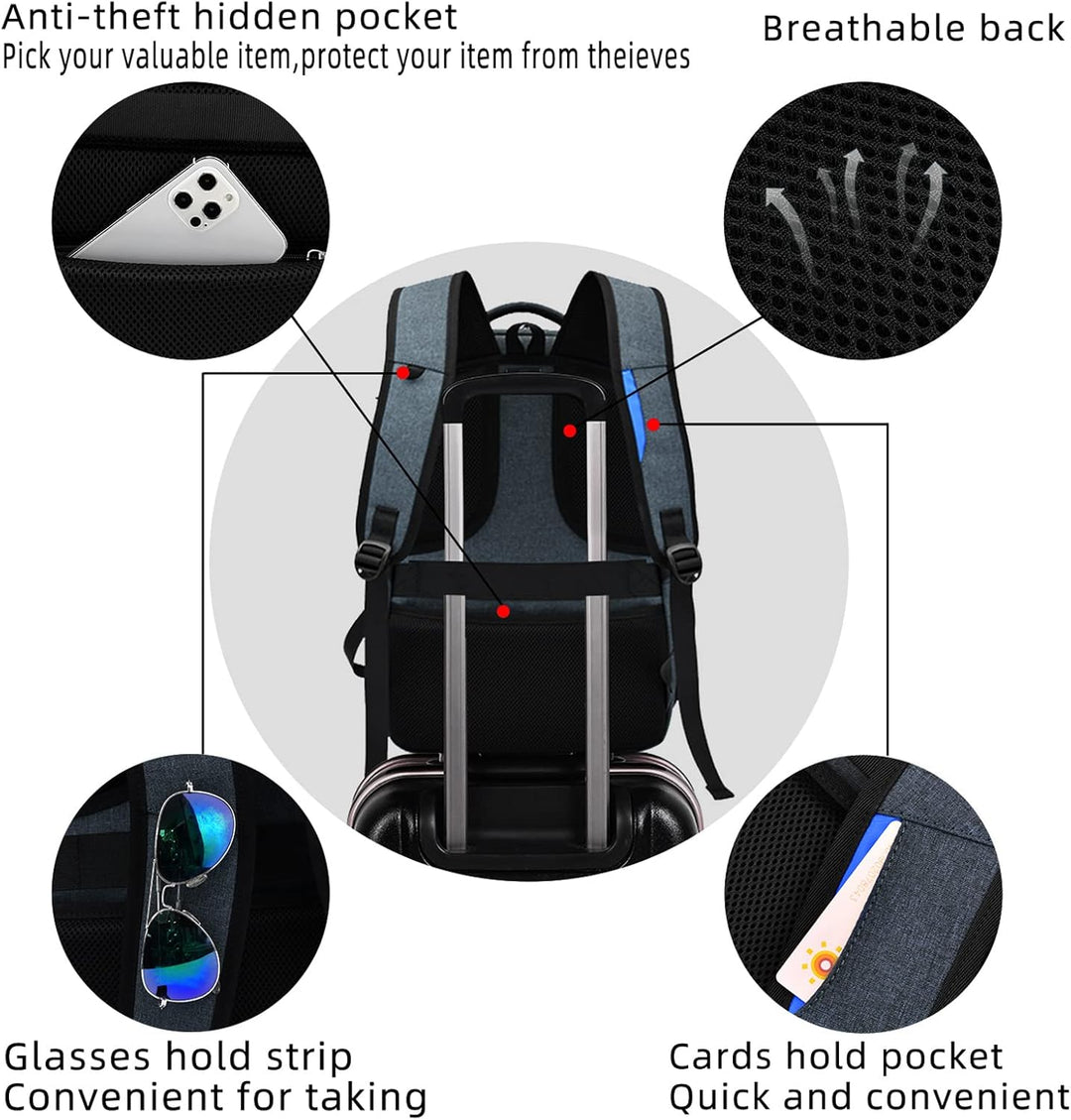 Vanntett reise laptop ryggsekk med USB-port og organisert lagring | Skanto