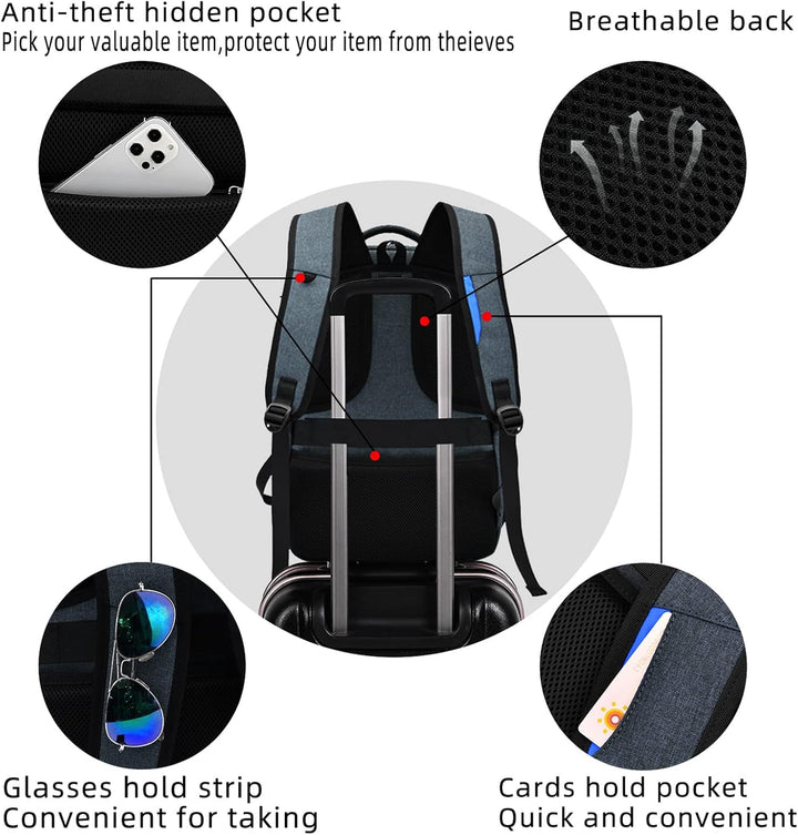 Vanntett reise laptop ryggsekk med USB-port og organisert lagring | Skanto