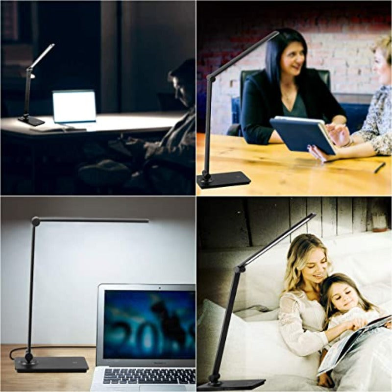 Skanto | LED skrivepultlampe, berøringskontroll skrivepultlampe med 3 lysstyrkenivåer, dimbar skrivebordlampe med justerbar arm, sammenleggbar bordlampe for skrivebord soverom nattbord kontor