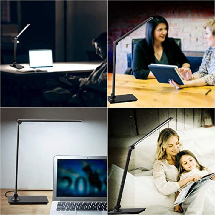 Skanto | LED skrivepultlampe, berøringskontroll skrivepultlampe med 3 lysstyrkenivåer, dimbar skrivebordlampe med justerbar arm, sammenleggbar bordlampe for skrivebord soverom nattbord kontor