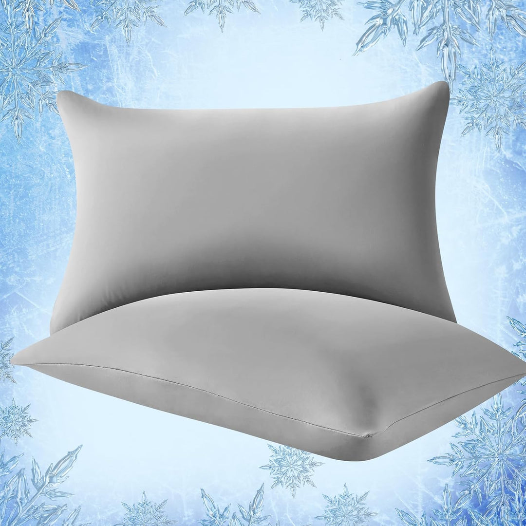 2-Pack Kjølepillowcases – Q-Max >0.5 , Anti-Statisk, Skult Glidelås,, Farge Grå | Skanto
