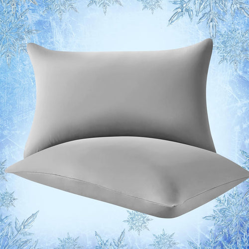 2-Pack Kjølepillowcases – Q-Max >0.5 , Anti-Statisk, Skult Glidelås,, Farge Grå | Skanto