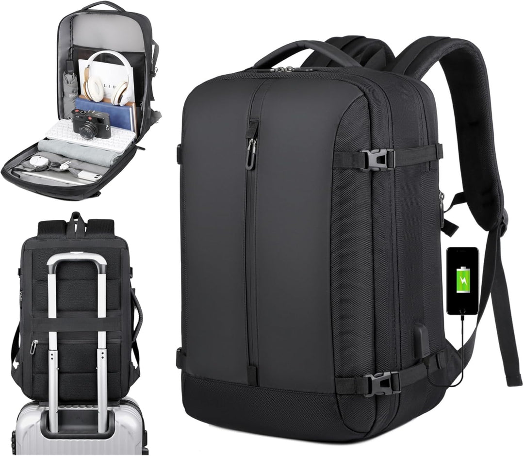 40L Utvidbar Vanntett Reiseryggsekk med USB-port og 17” Laptop-futteral – AirVoyage | Skanto